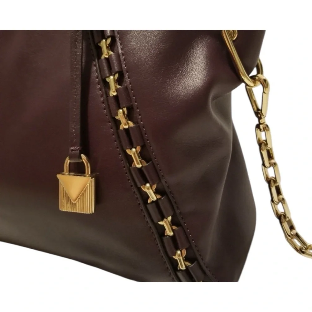 Michael Kors Sadie Leather Satchel & Mott Wallet Damson | Gold Hardware NWT - Picture 12 of 13